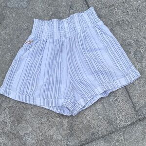 Birdwell High Waist Blue and White Shorts